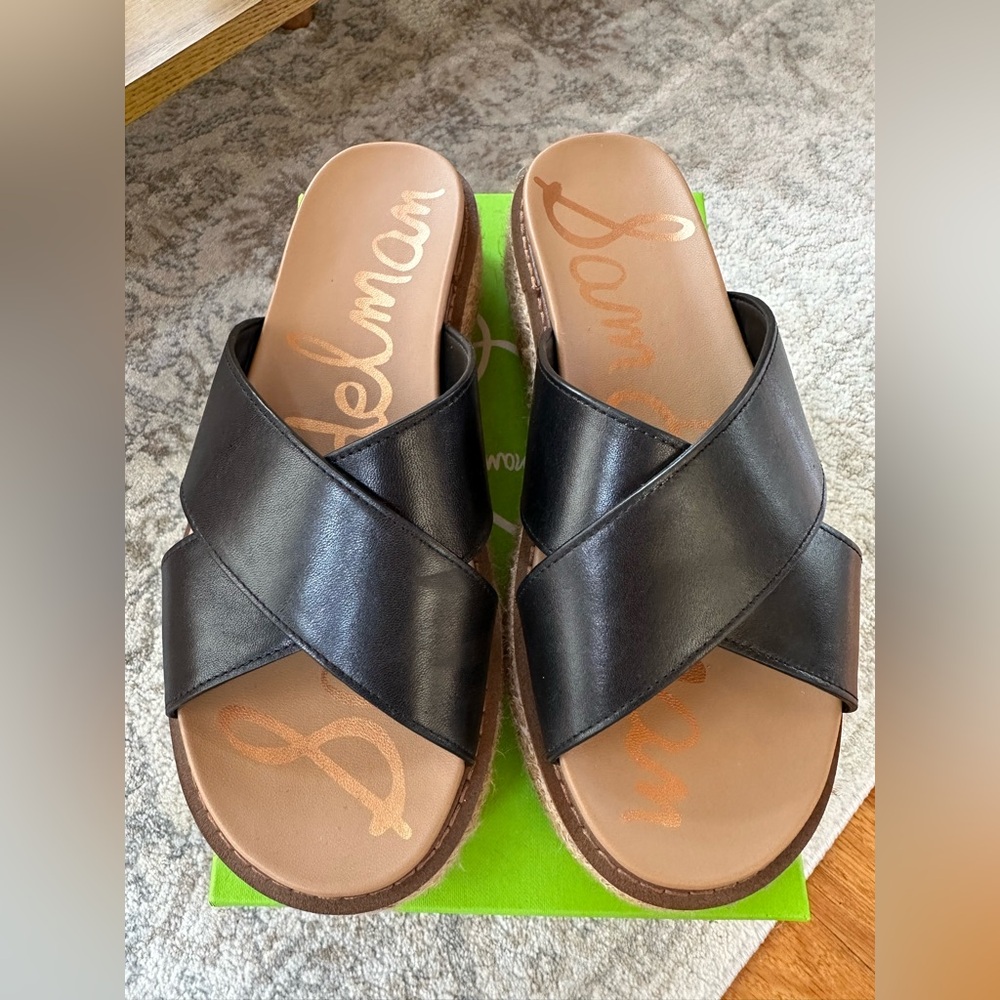💕 Sam Edelman 💕 Korina Leather Slip On Platform Sandals - Picture 5 of 8